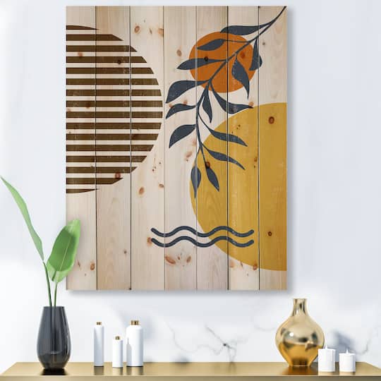 Designart - Botanical Minimalist Leaf With Abstract Shapes I